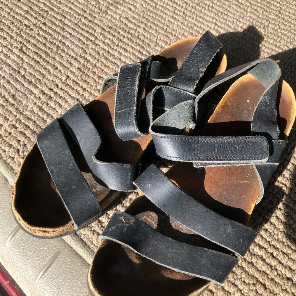 Naot Black Leather Strappy Sandals